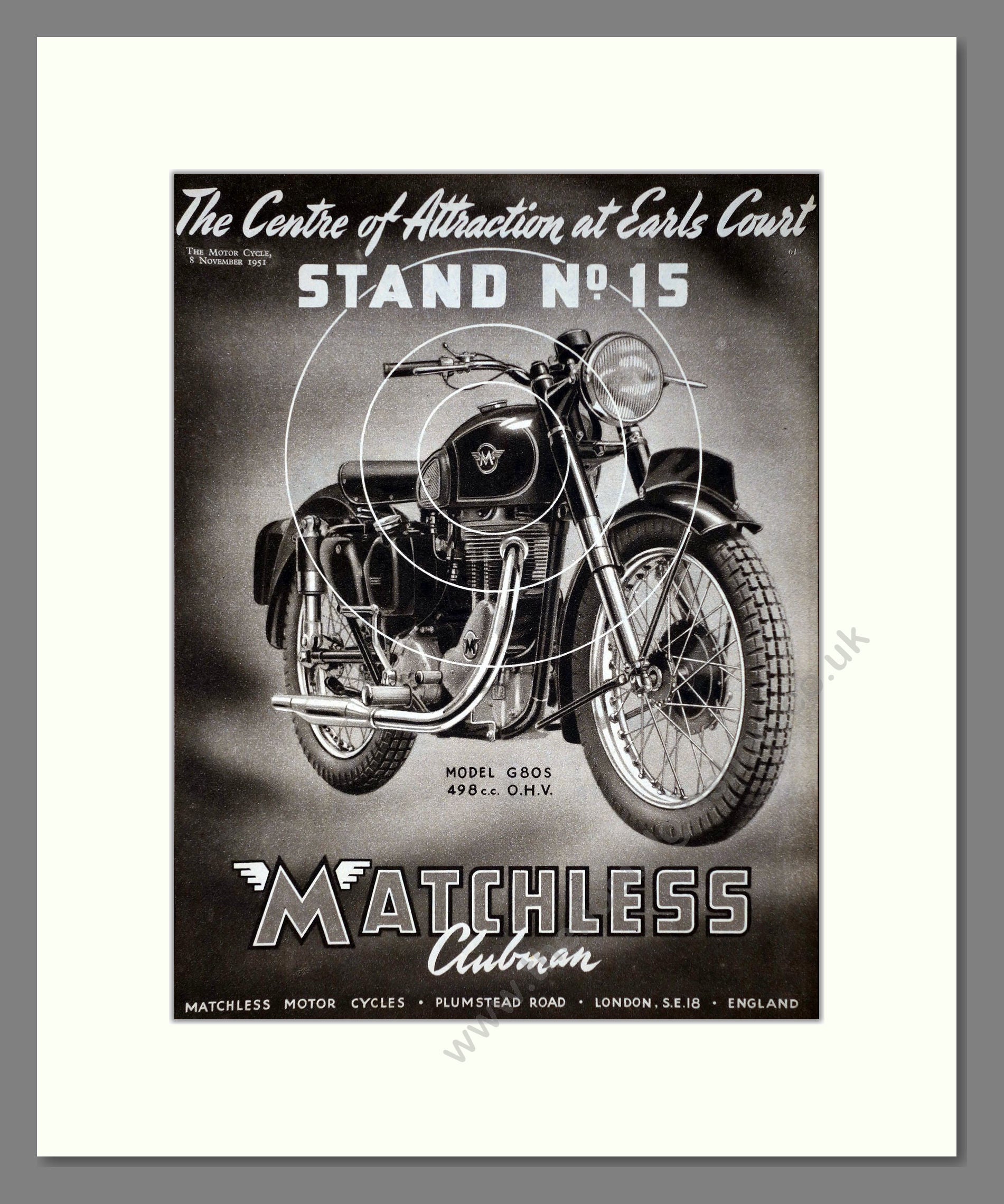 Matchless - Clubman G80 S. Vintage Advert 1951 (ref AD67298)