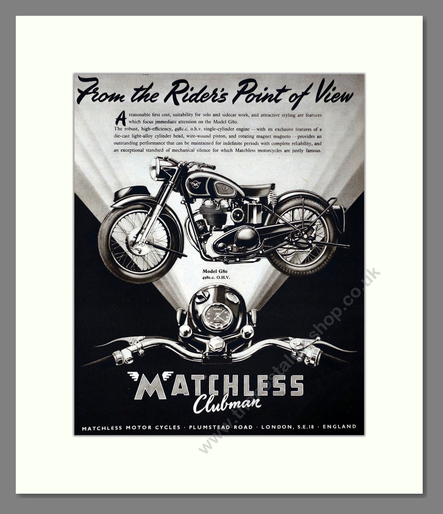 Matchless - Clubman G80. Vintage Advert 1955 (ref AD67299)