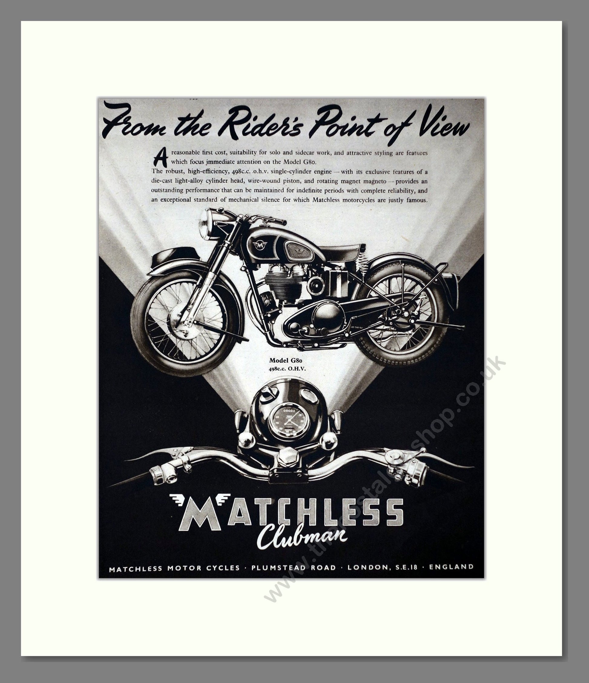 Matchless - Clubman G80. Vintage Advert 1955 (ref AD67299)