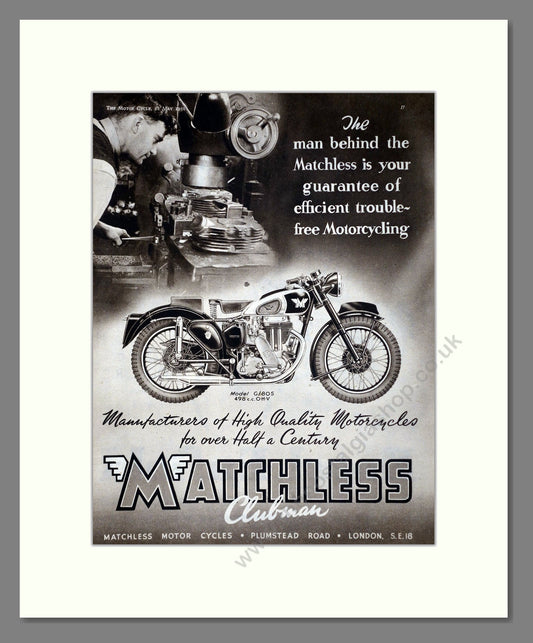 Matchless - Clubman G80 S. Vintage Advert 1950 (ref AD67301)