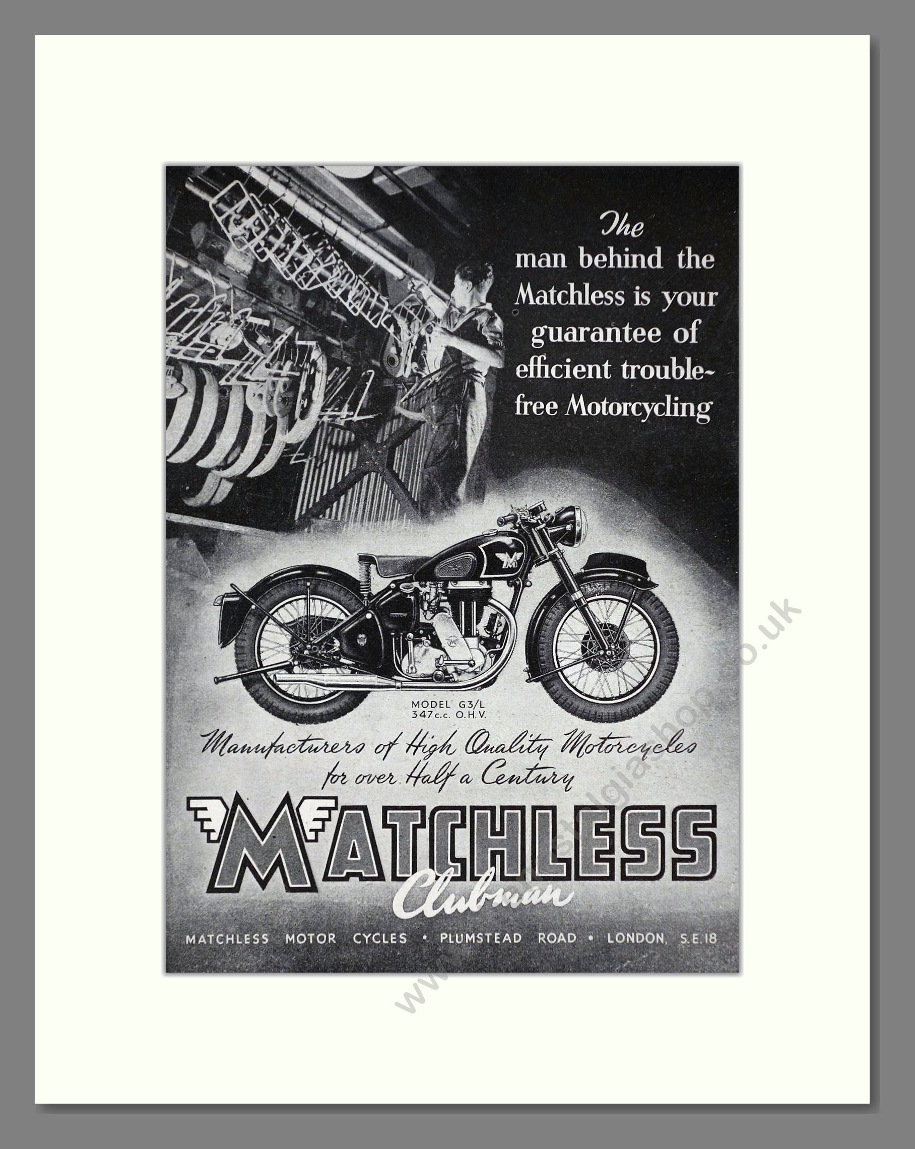 Matchless - Clubman G3/L. Vintage Advert 1950 (ref AD67302)
