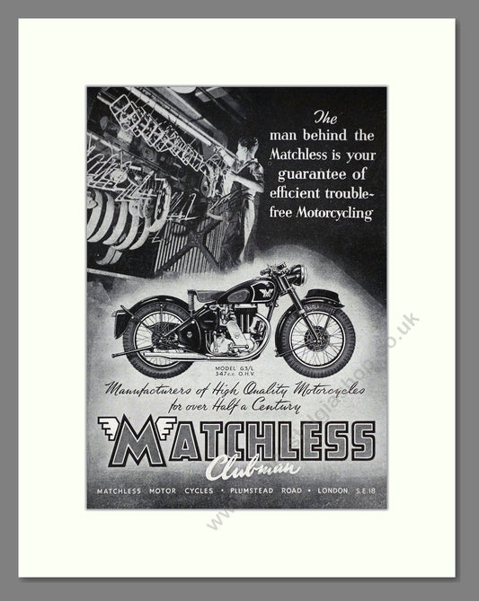 Matchless - Clubman G3/L. Vintage Advert 1950 (ref AD67302)