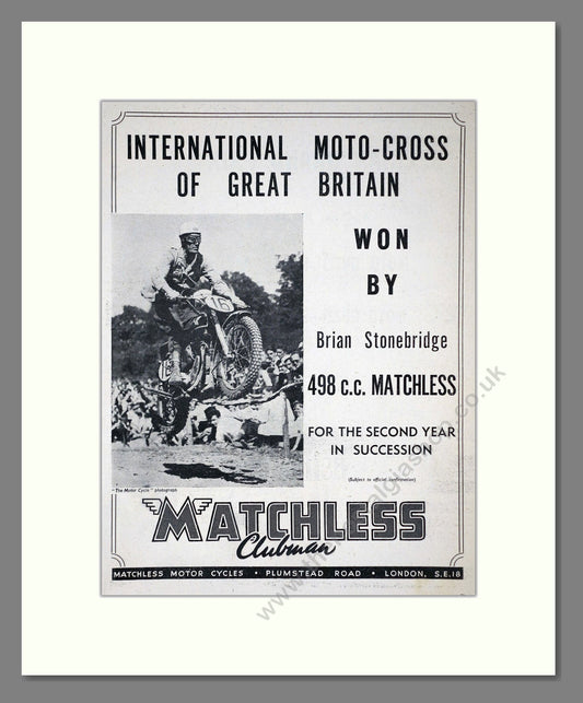 Matchless - 498 cc Moto-Cross of Great Britain. Vintage Advert 1953 (ref AD67305)
