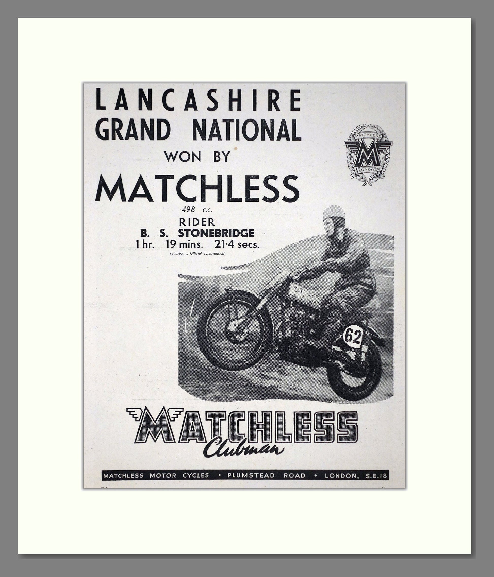 Matchless - Clubman 498 cc. Vintage Advert 1951 (ref AD67306)