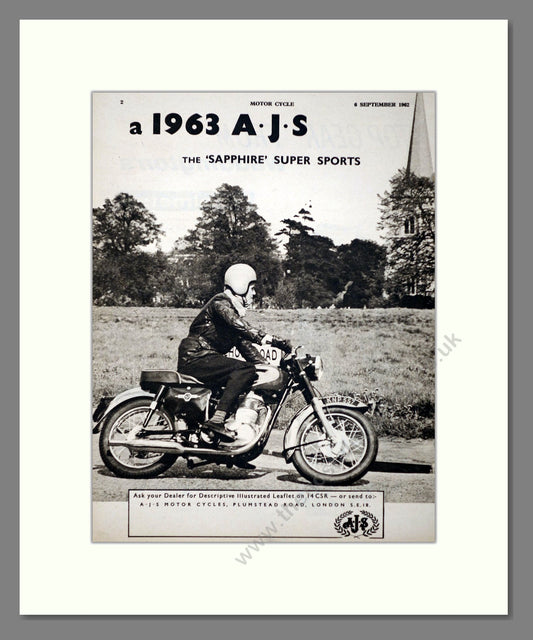 AJS - Saphire Super Sports. Vintage Advert 1962 (ref AD67308)
