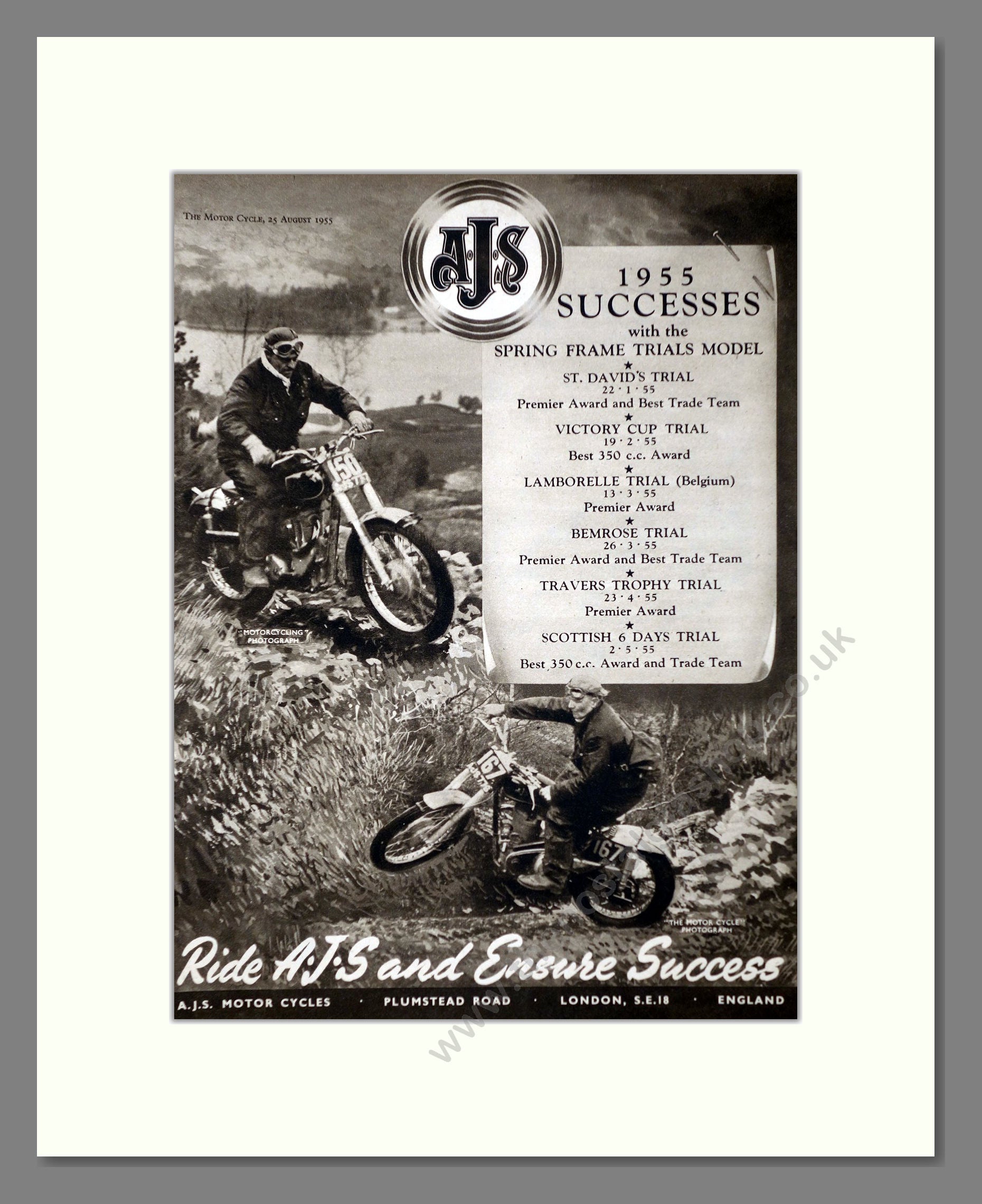 AJS - 1955 Successes. Vintage Advert 1955 (ref AD67311)