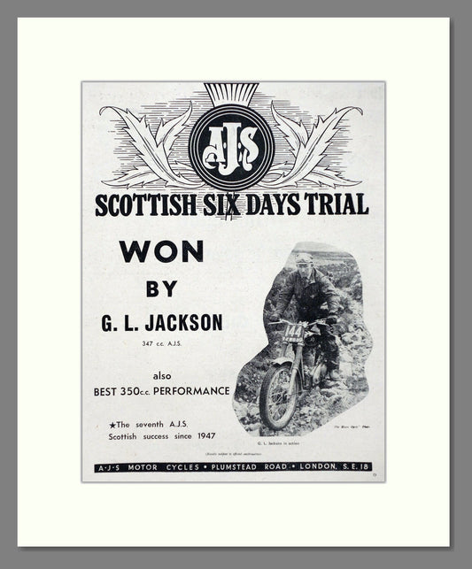 AJS - Scottish Six Day Trial Winner. Vintage Advert 1960 (ref AD67320)