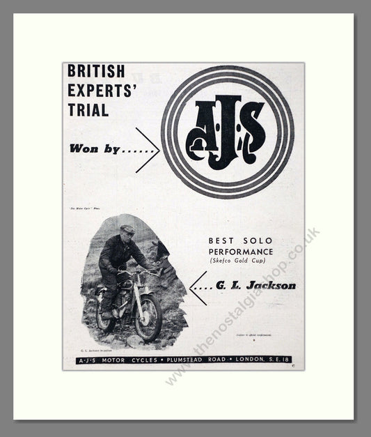 AJS - British Experts Trial Winner. Vintage Advert 1957 (ref AD67323)