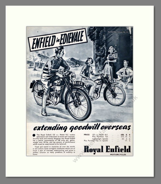 Royal Enfield - RE 125cc. Vintage Advert 1949 (ref AD67336)