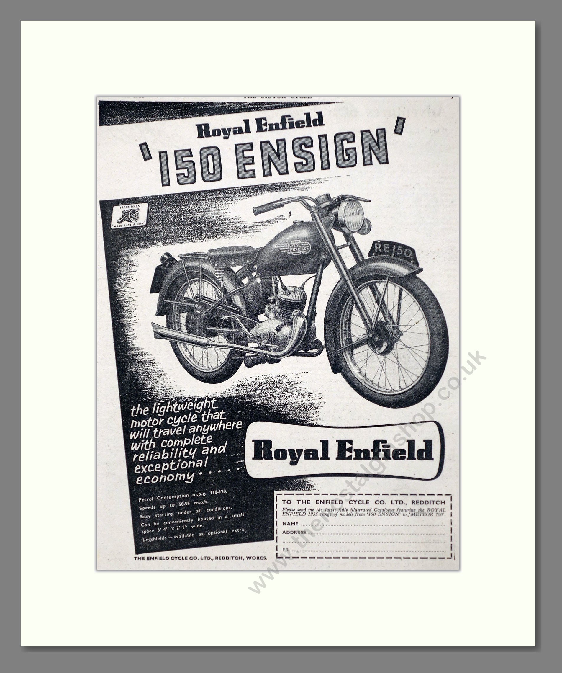 Royal Enfield - 150 Ensign. Vintage Advert 1955 (ref AD67340)