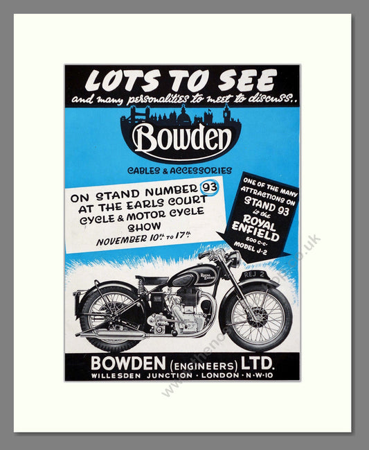 Bowden - Cables And Accessories. Vintage Advert 1951 (ref AD67341)