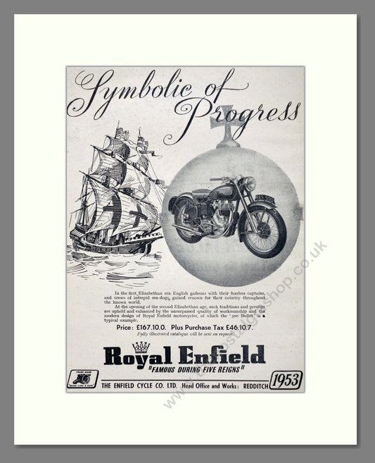 Royal Enfield - 500 Bullet. Vintage Advert 1953 (ref AD67342)