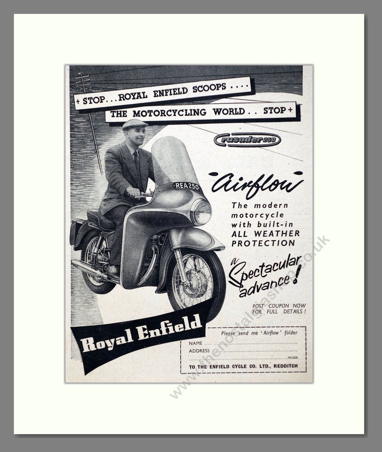Royal Enfield - Airflow. Vintage Advert 1958 (ref AD67349)