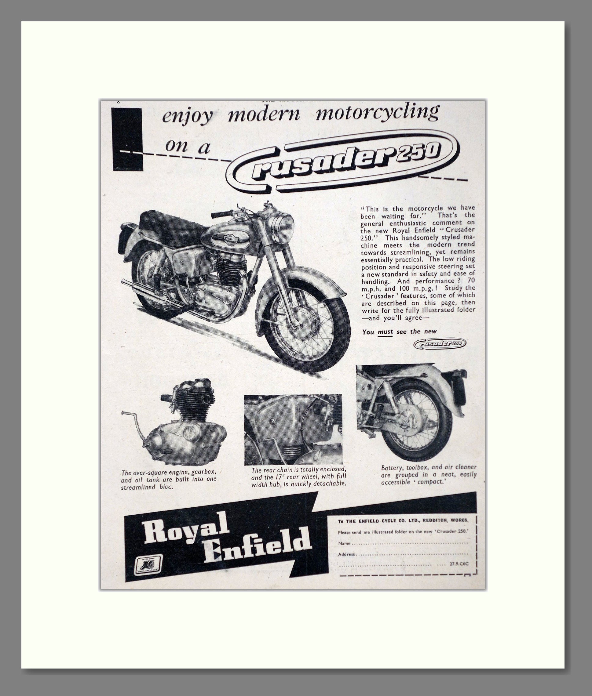 Royal Enfield - Crusader 250. Vintage Advert 1956 (ref AD67351)
