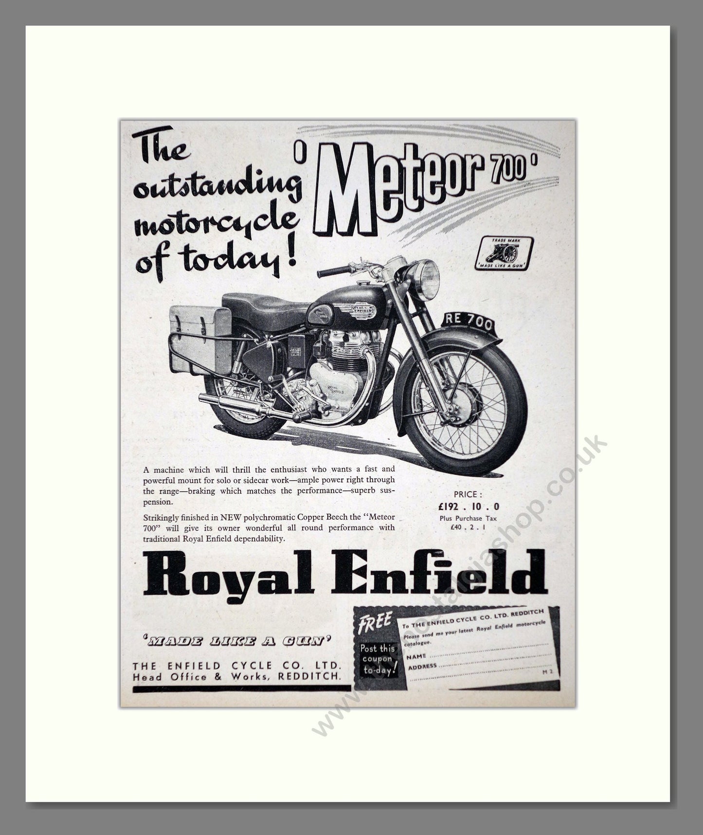 Royal Enfield - Meteor 700. Vintage Advert 1953 (ref AD67353)