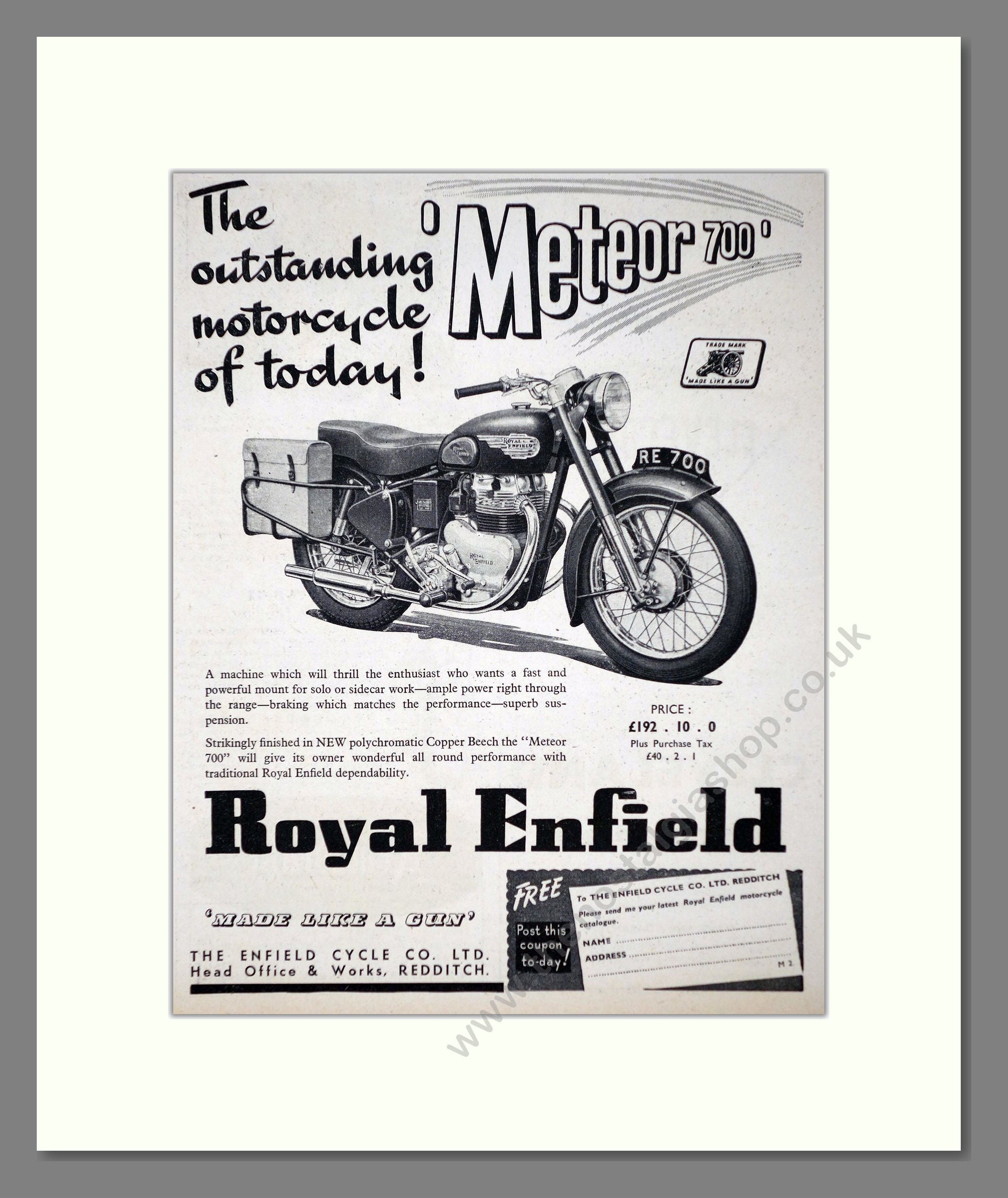 Royal Enfield - Meteor 700. Vintage Advert 1953 (ref AD67353)
