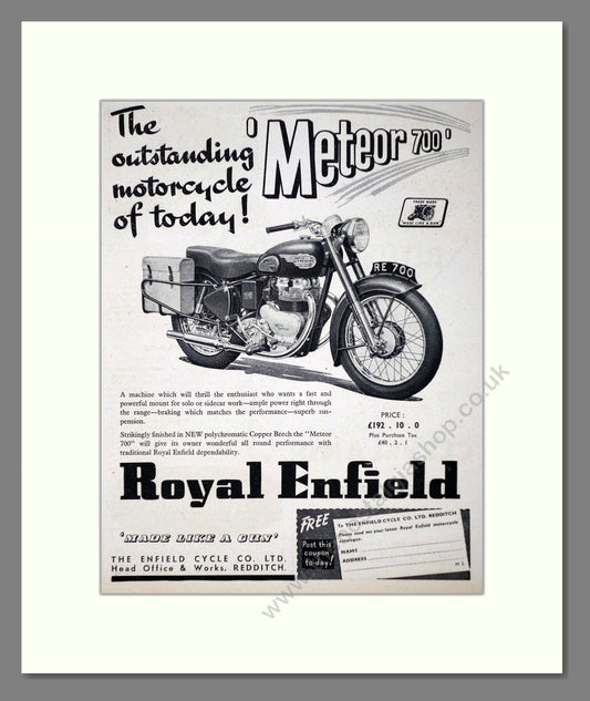 Royal Enfield - Meteor 700. Vintage Advert 1953 (ref AD67353)