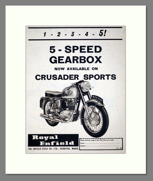 Royal Enfield - Crusader Sports New Gearbox. Vintage Advert 1962 (ref AD67355)