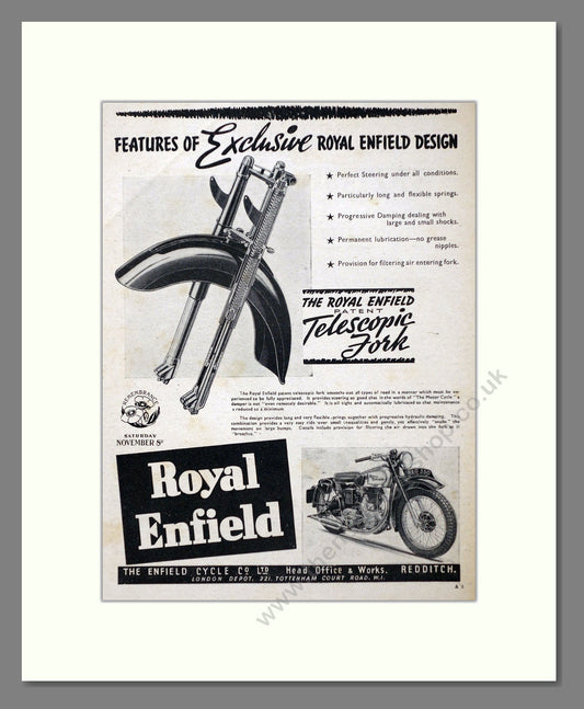 Royal Enfield - Telescopic Fork. Vintage Advert 1947 (ref AD67360)