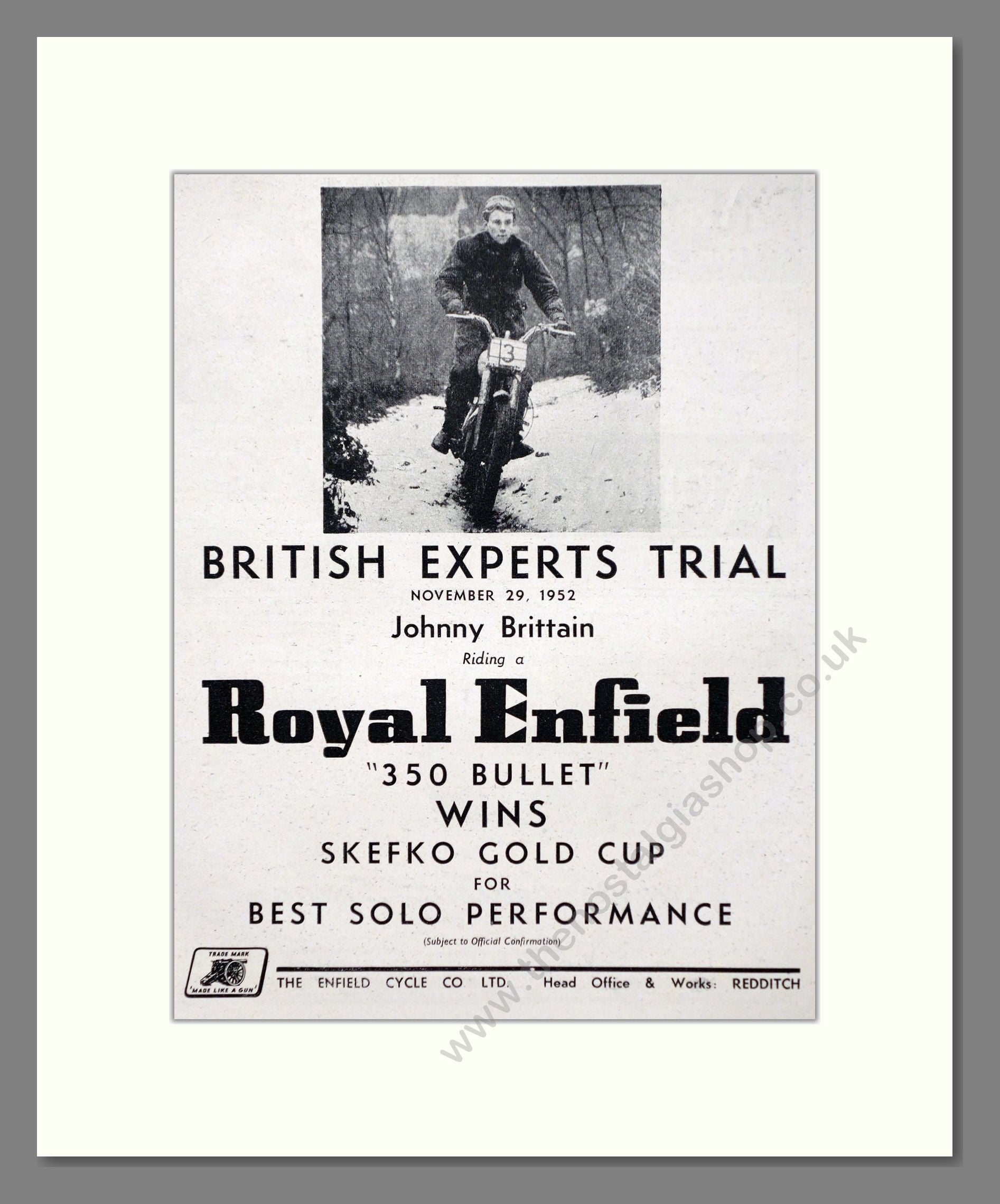 Royal Enfield - 350 Bullet. Vintage Advert 1952 (ref AD67362)