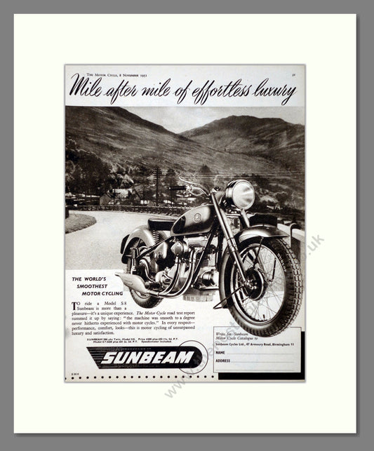 Sunbeam - Model S8. Vintage Advert 1951 (ref AD67363)