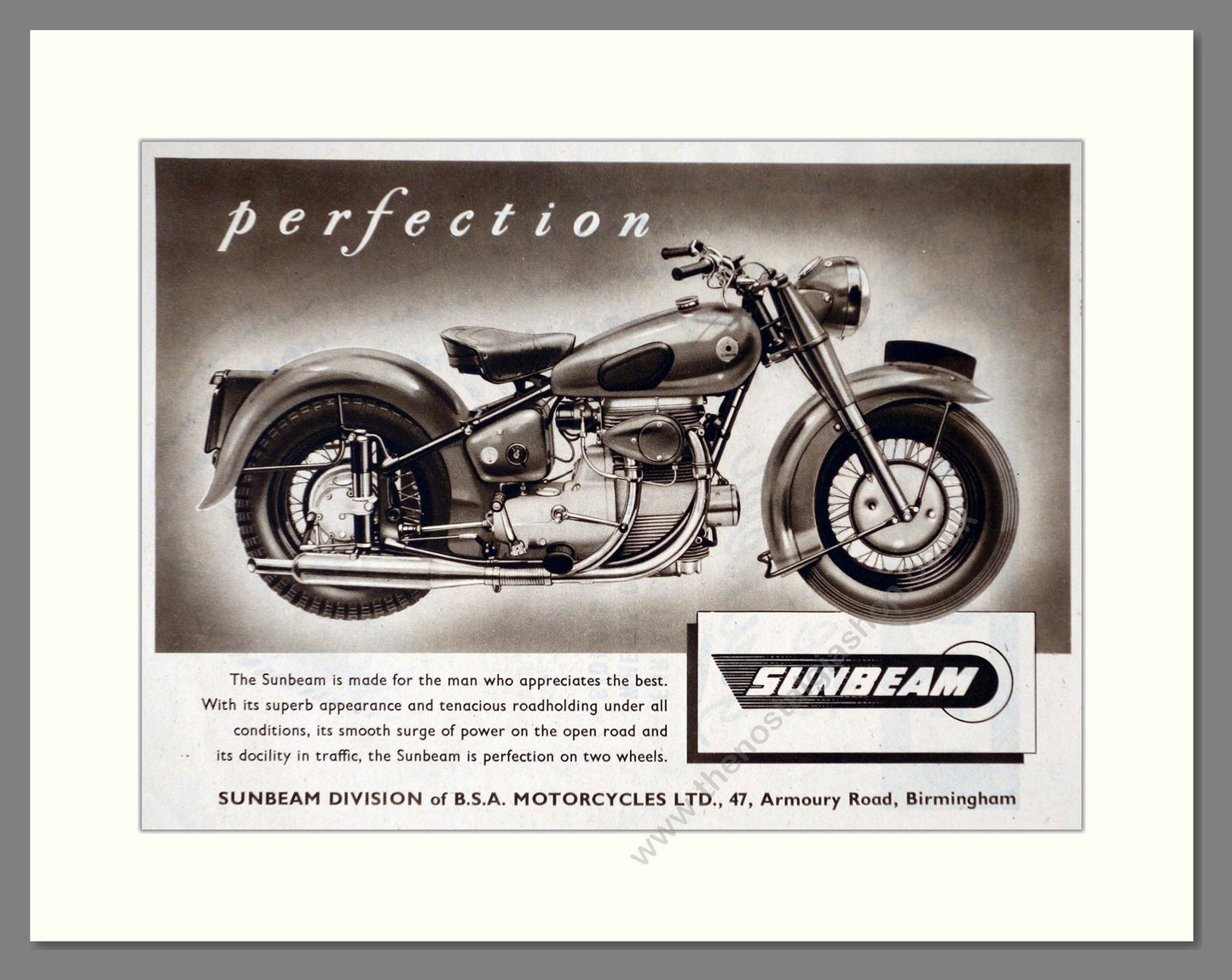 Sunbeam - Perfection. Vintage Advert 1955 (ref AD67364)