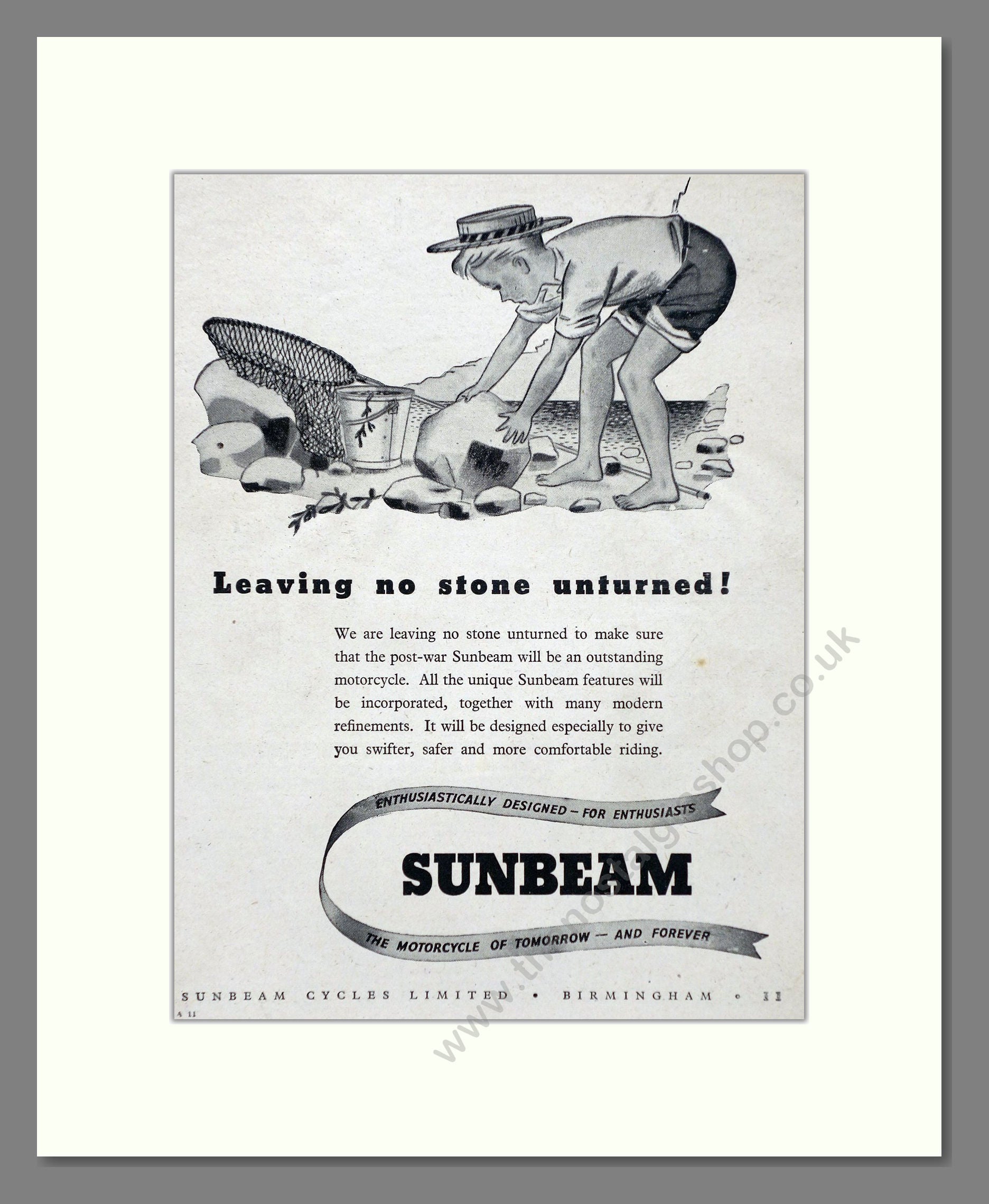Sunbeam - Leaving No Stone Unturned. Vintage Advert 1944 (ref AD67365)