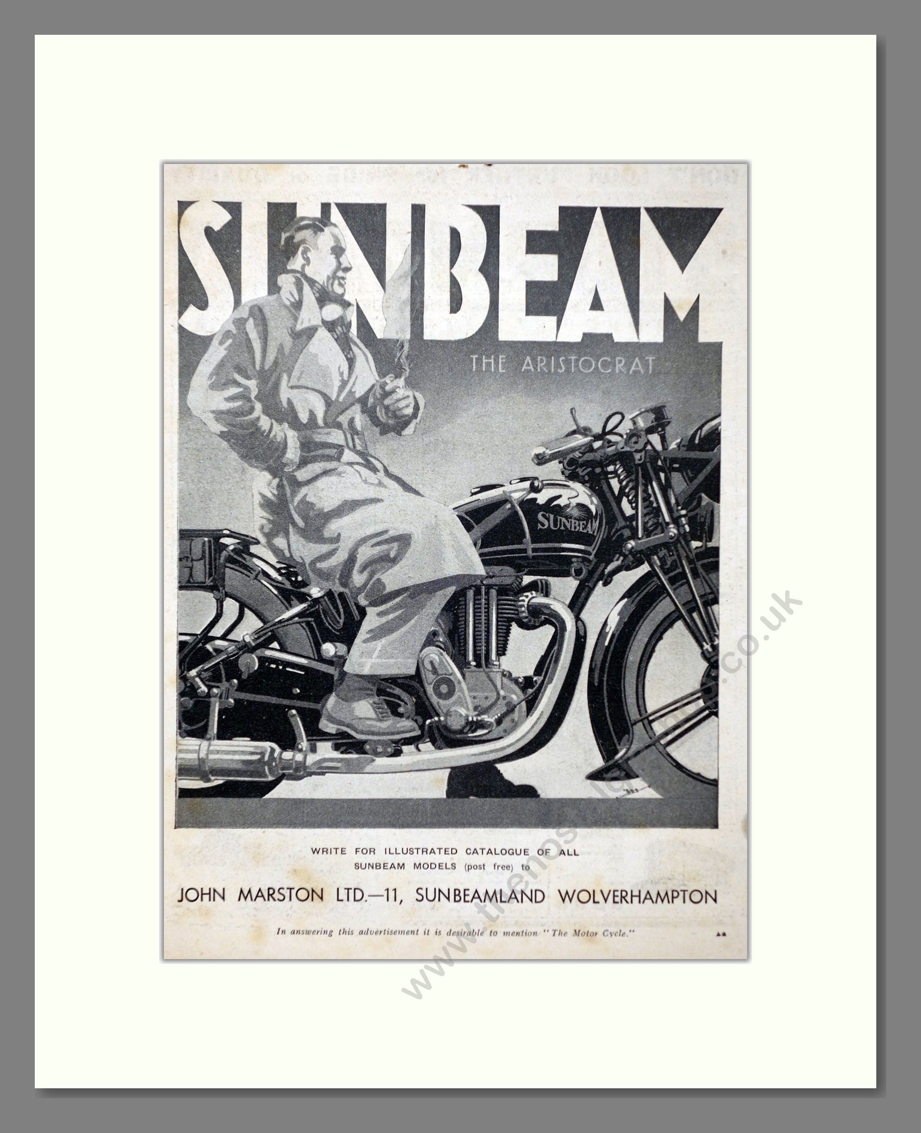 Sunbeam - The Aristocrat. Vintage Advert 1934 (ref AD67367)