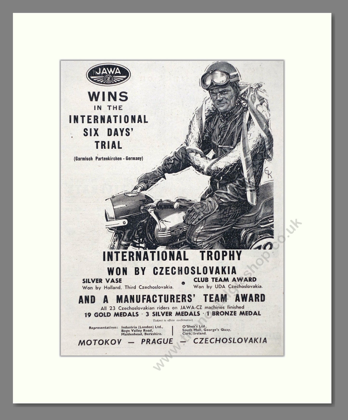 Jawa - International 6 Day Trial Winner. Vintage Advert 1956 (ref AD67370)