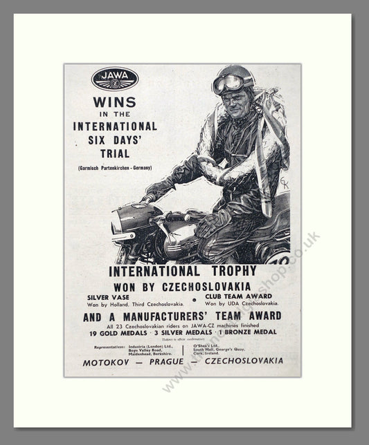 Jawa - International 6 Day Trial Winner. Vintage Advert 1956 (ref AD67370)