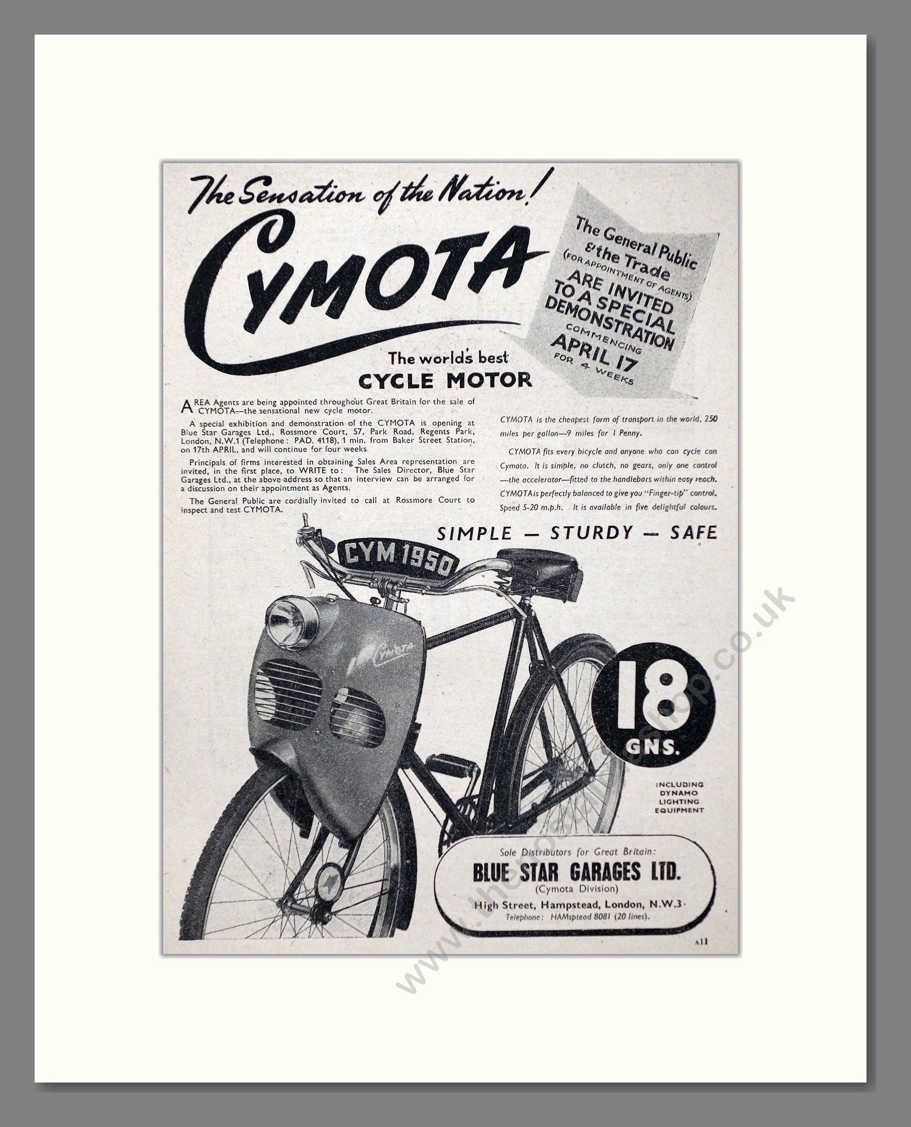 Cymota - Cycle Motor. Vintage Advert 1950 (ref AD67376)