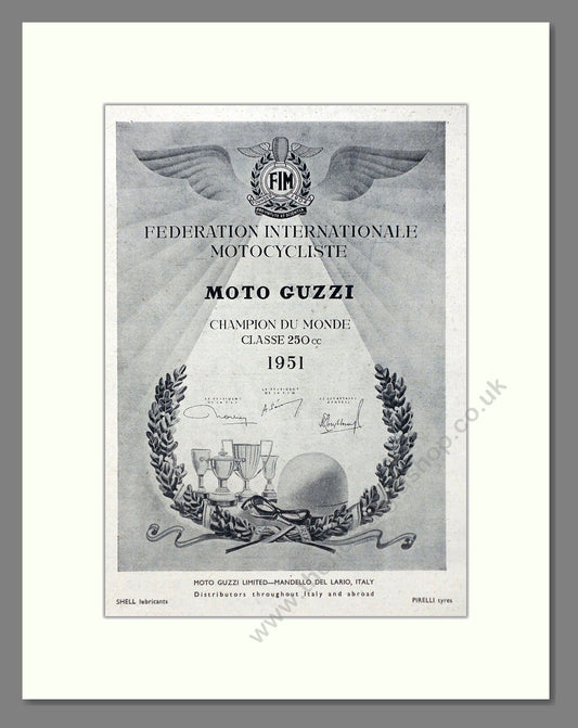 Moto Guzzi - Champion Du Monde. Vintage Advert 1951 (ref AD67389)