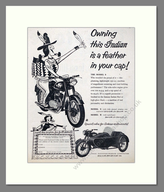 Indian - Model S / Model R. Vintage Advert 1955 (ref AD67393)