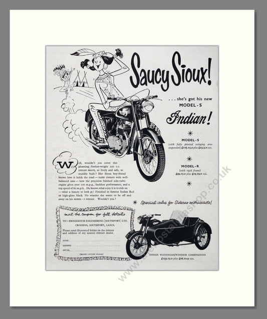 Indian - Model S / Model R. Vintage Advert 1955 (ref AD67394)
