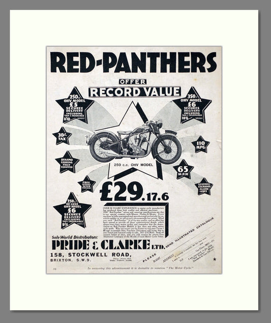Red Panther - 250cc OMV. Vintage Advert 1934 (ref AD67398)
