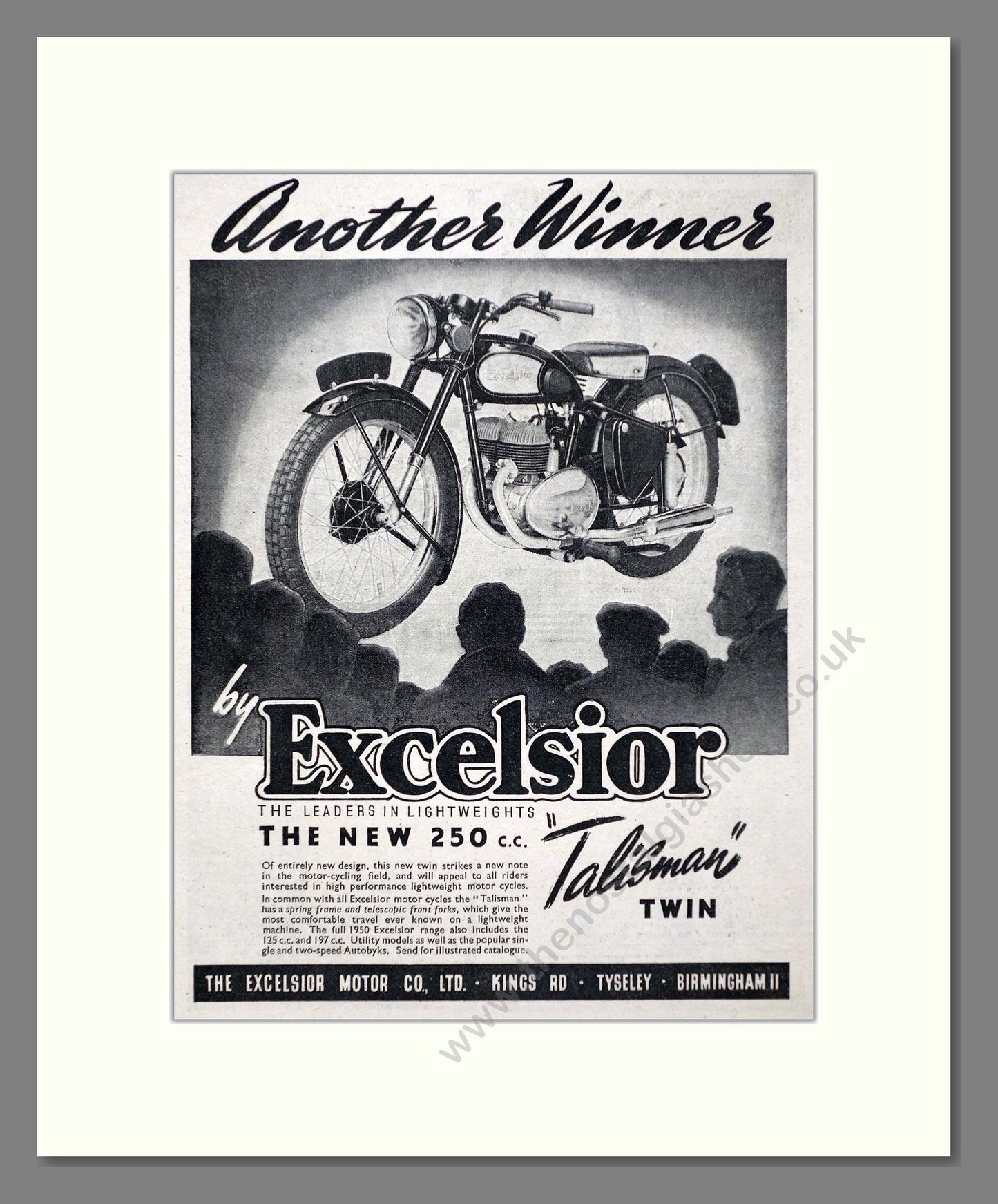 Excelsior - Talisman Twin. Vintage Advert 1950 (ref AD67402)