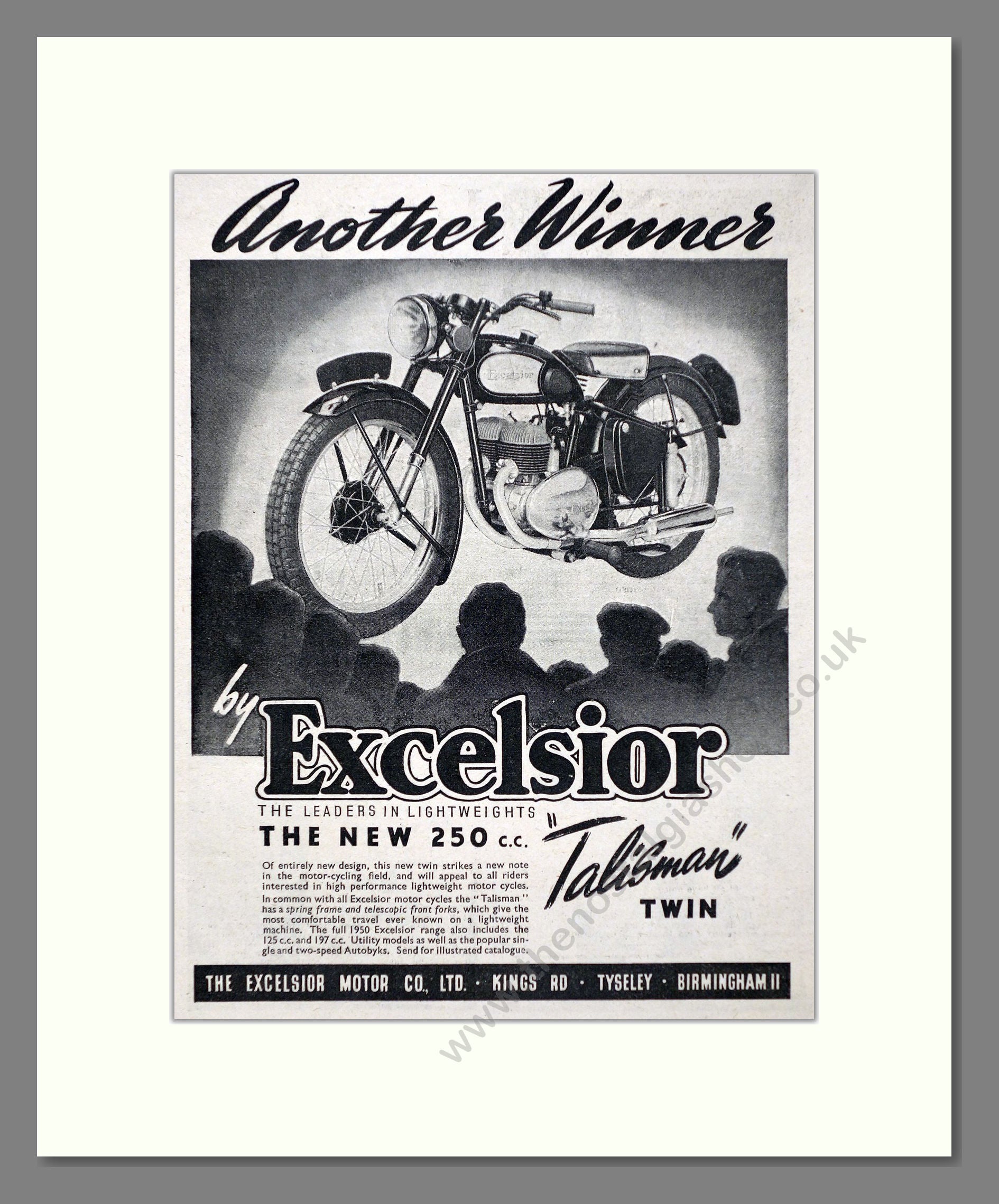 Excelsior - Talisman Twin. Vintage Advert 1950 (ref AD67402)