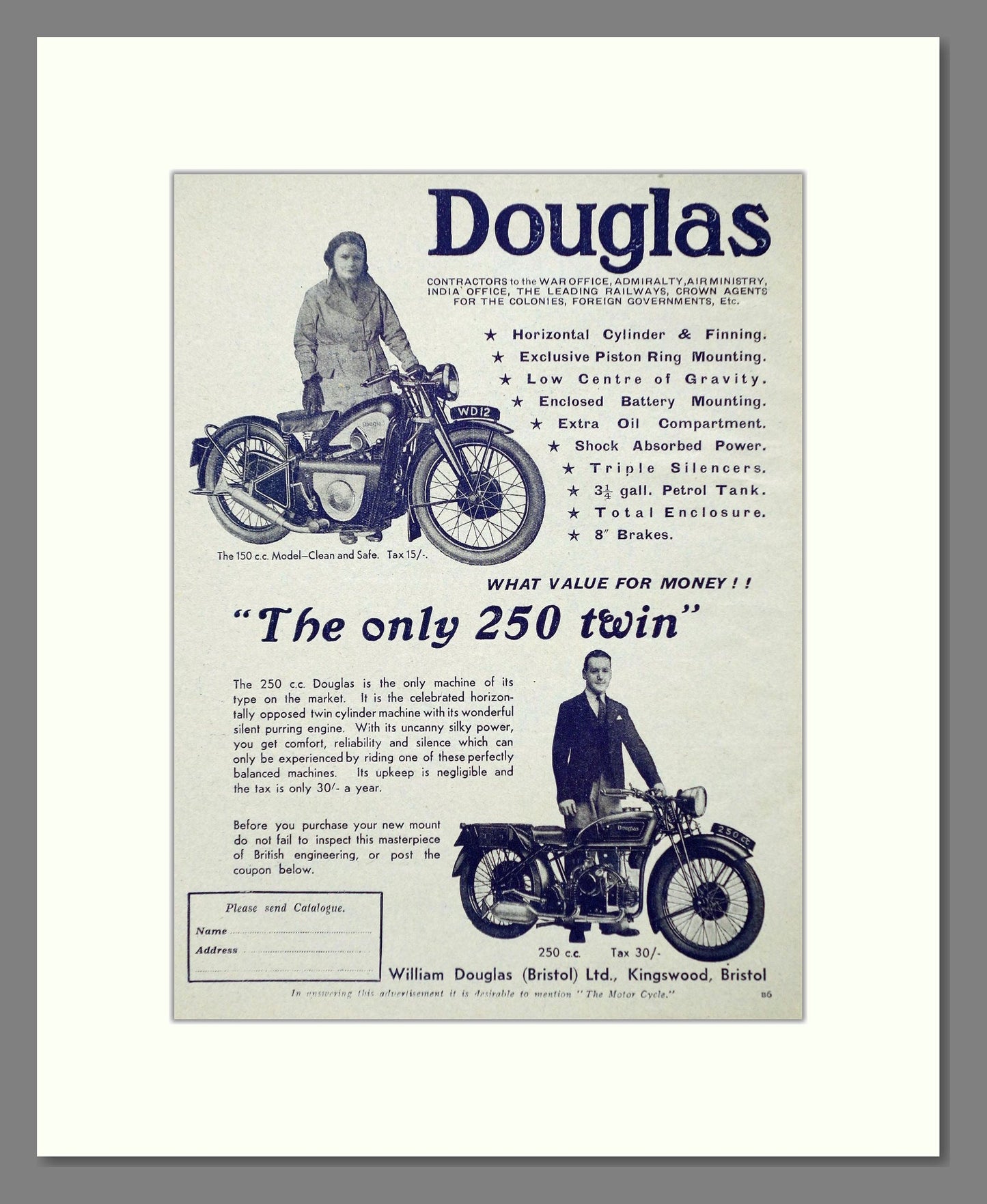 Douglas - 250 Twin. Vintage Advert 1934 (ref AD67403)