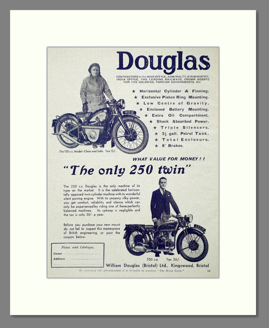 Douglas - 250 Twin. Vintage Advert 1934 (ref AD67403)