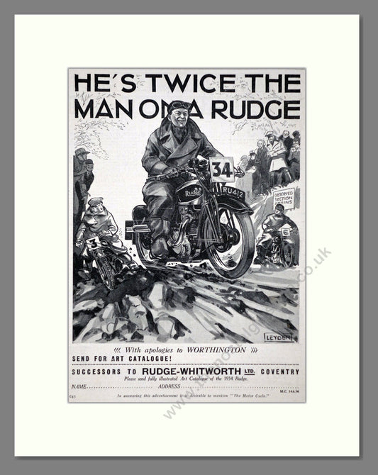 Rudge - Twice The Man. Vintage Advert 1934 (ref AD67417)