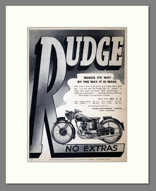 Rudge - Ulster. Vintage Advert 1939 (ref AD67420)