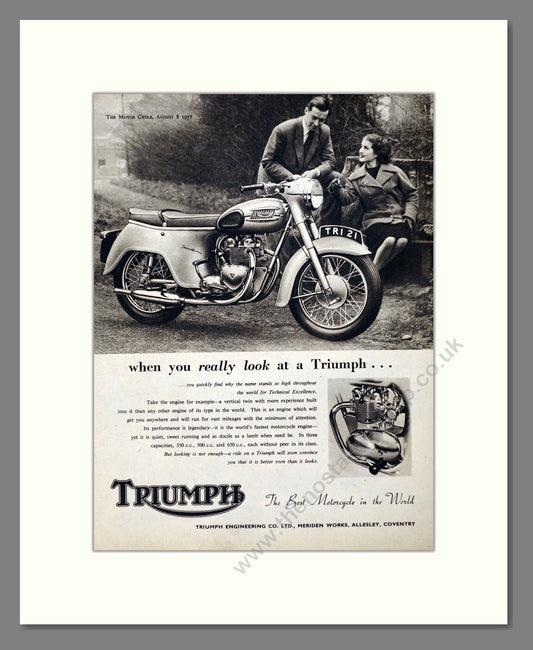 Triumph - Vertical Twin Engine. Vintage Advert 1957 (ref AD67431)