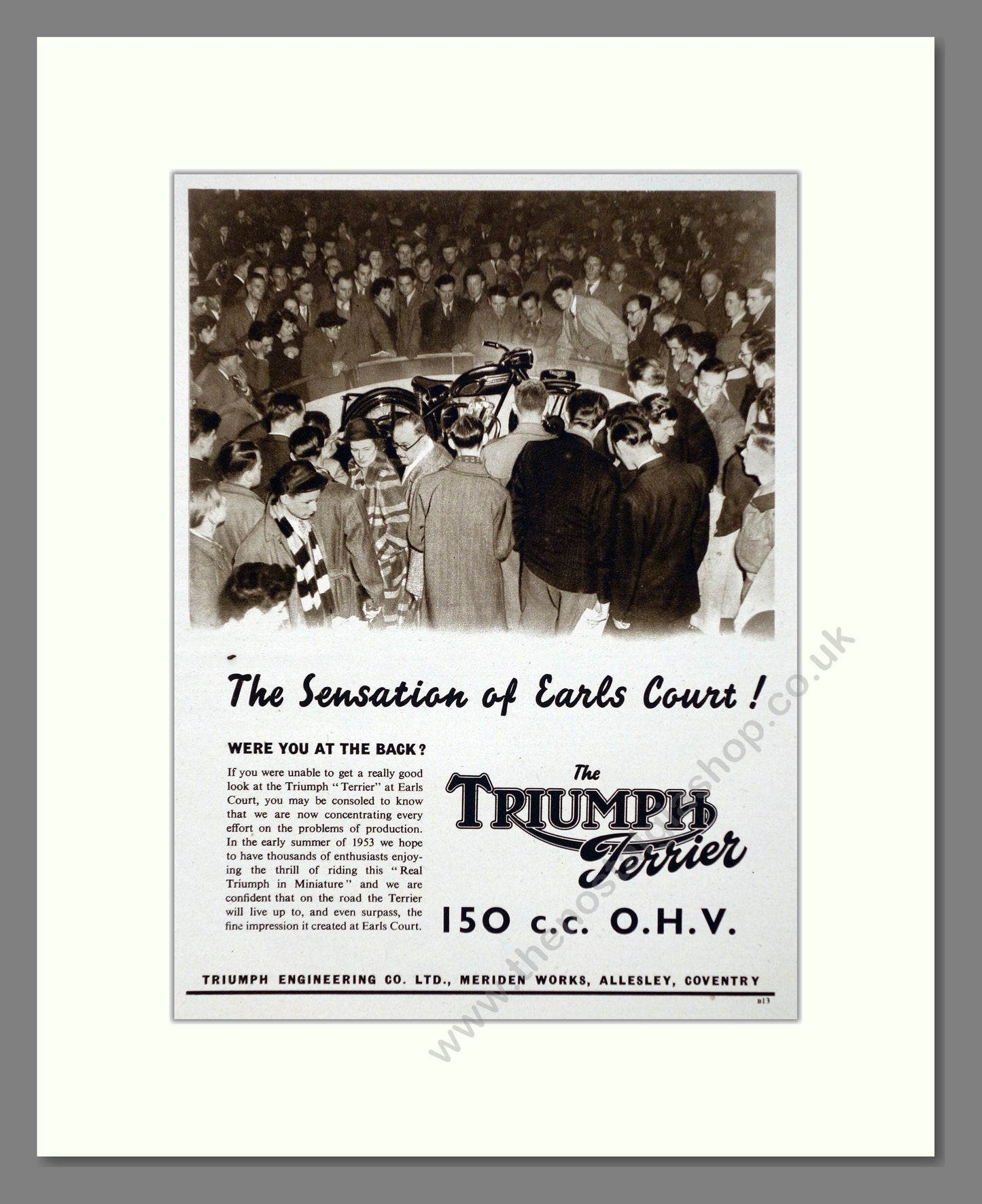 Triumph - 150cc At Earl's Court. Vintage Advert 1952 (ref AD67432)