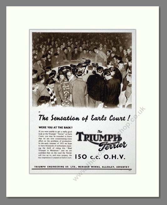 Triumph - 150cc At Earl's Court. Vintage Advert 1952 (ref AD67432)