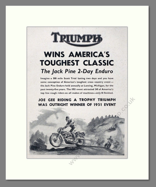 Triumph - Jack Pine Enduro Winner. Vintage Advert 1951 (ref AD67441)