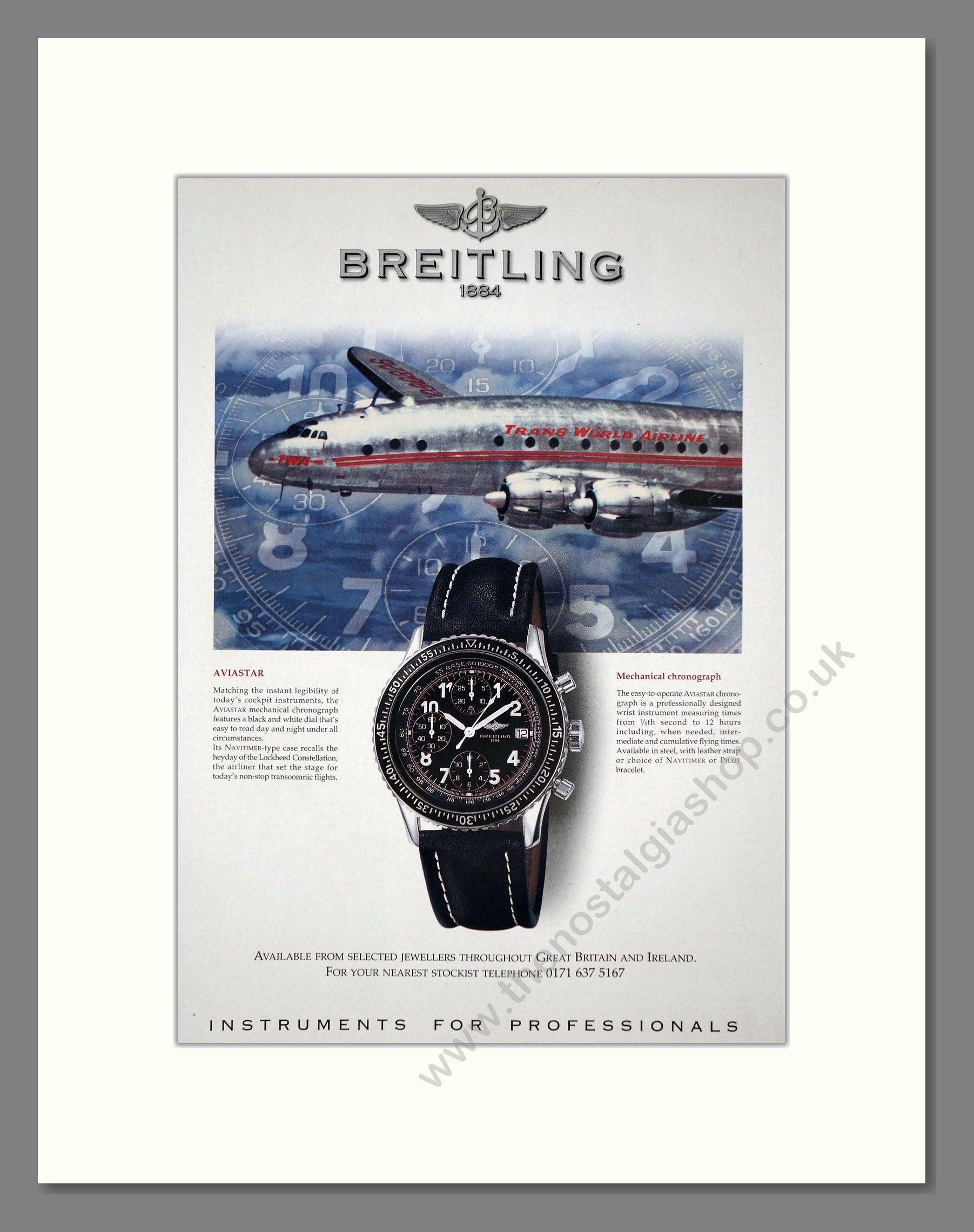 Breitling - Aviastar. Vintage Advert 1991 (ref AD67446)