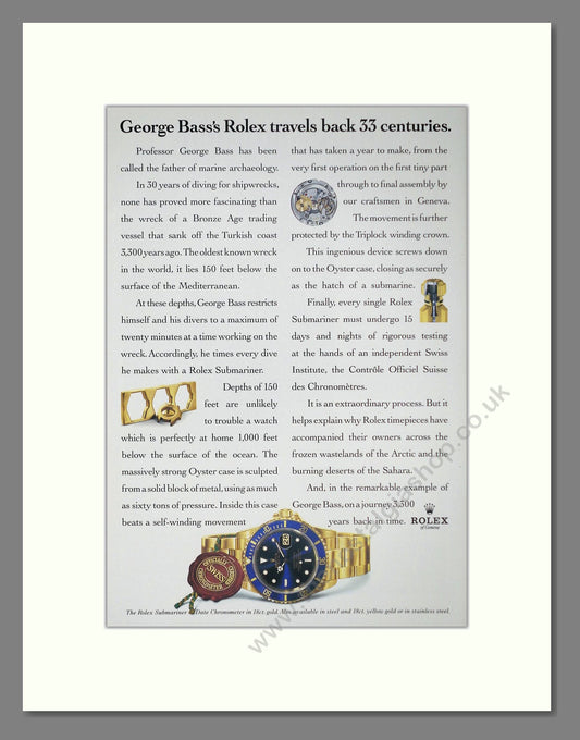 Rolex - Submariner. Vintage Advert 1992 (ref AD67447)