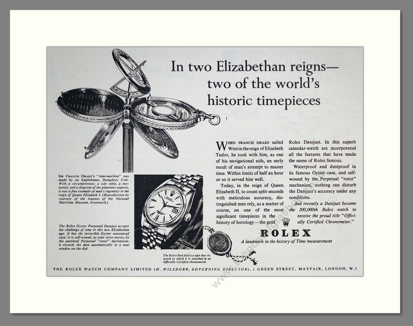 Rolex - Oyster Perpetual. Vintage Advert 1954 (ref AD67448)