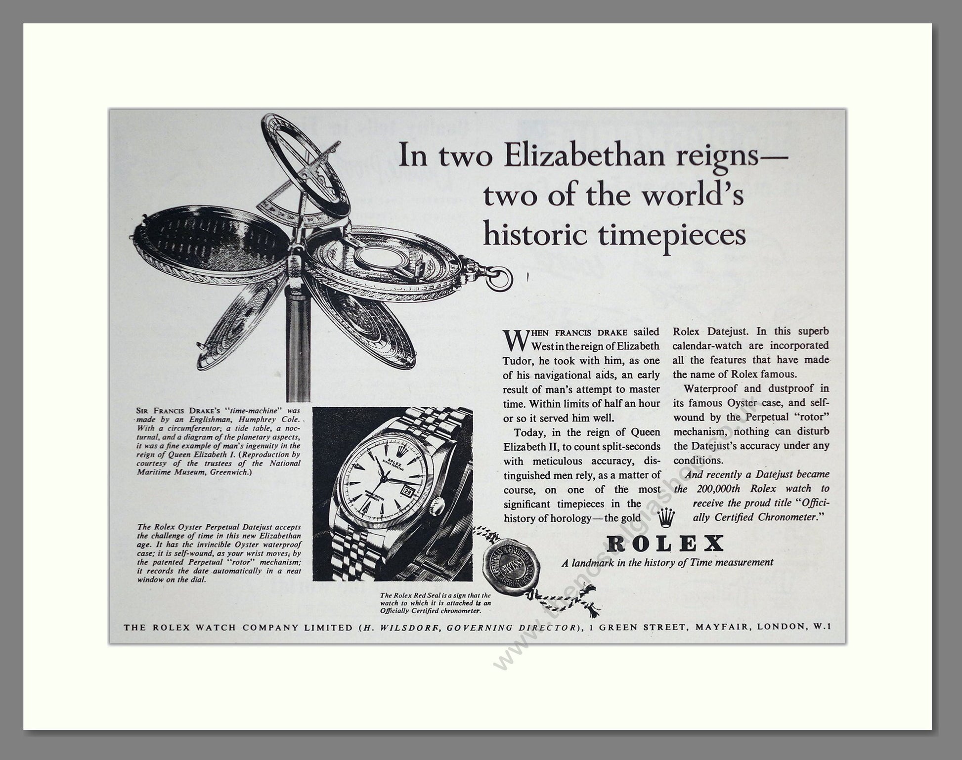 Rolex - Oyster Perpetual. Vintage Advert 1954 (ref AD67448)