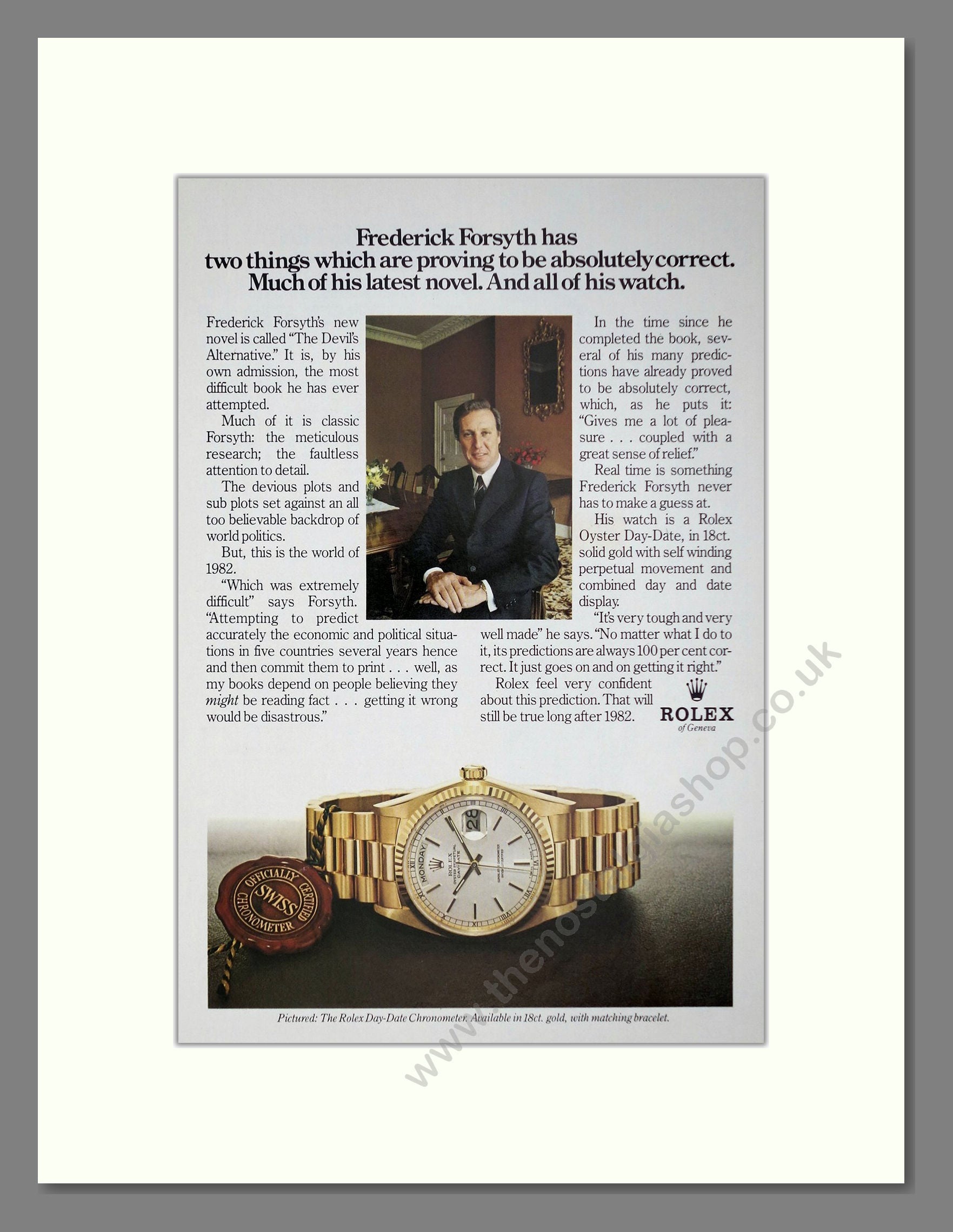 Rolex - Day Date Chronometer. Vintage Advert 1980 (ref AD67451)